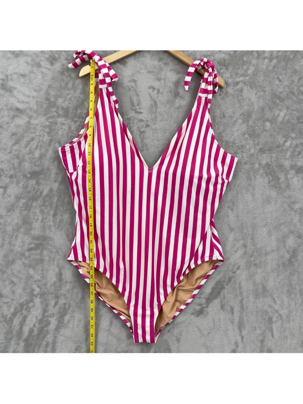J. Crew 3X Pink & White Striped Tie-Shoulder One-Piece - Picture 13 of 16